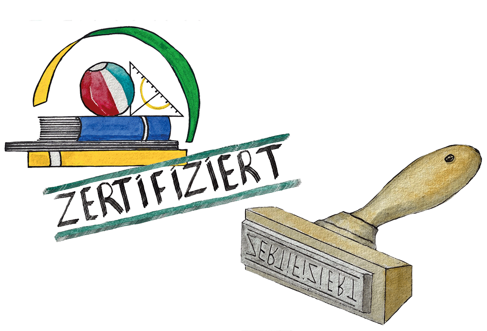 Illustration eines Zertifikats mit Stempel.